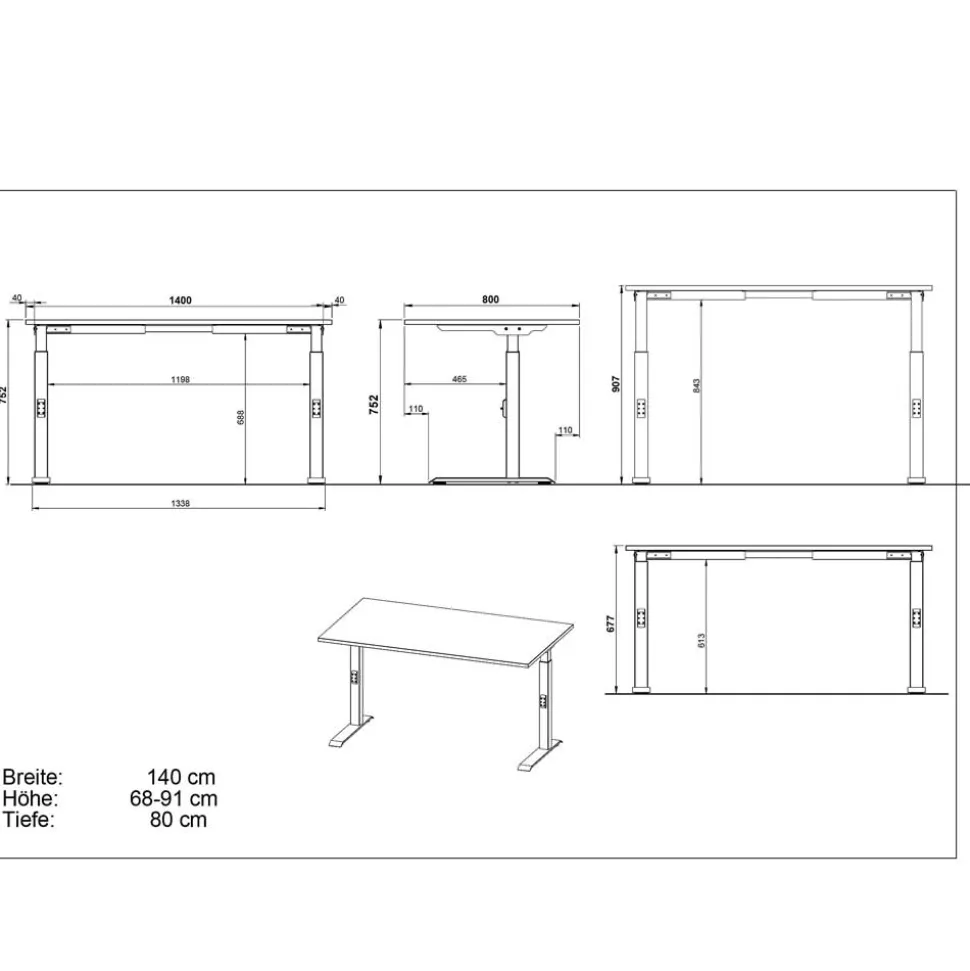 Schreibtisch in Lichtgrau und Weiß - Vin