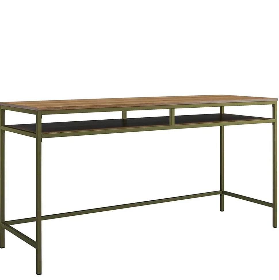 Schreibtisch in Walnuss Optik und Oliv Grün - Cedreona