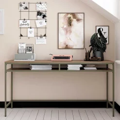 Schreibtisch in Walnuss Optik und Oliv Grün - Cedreona