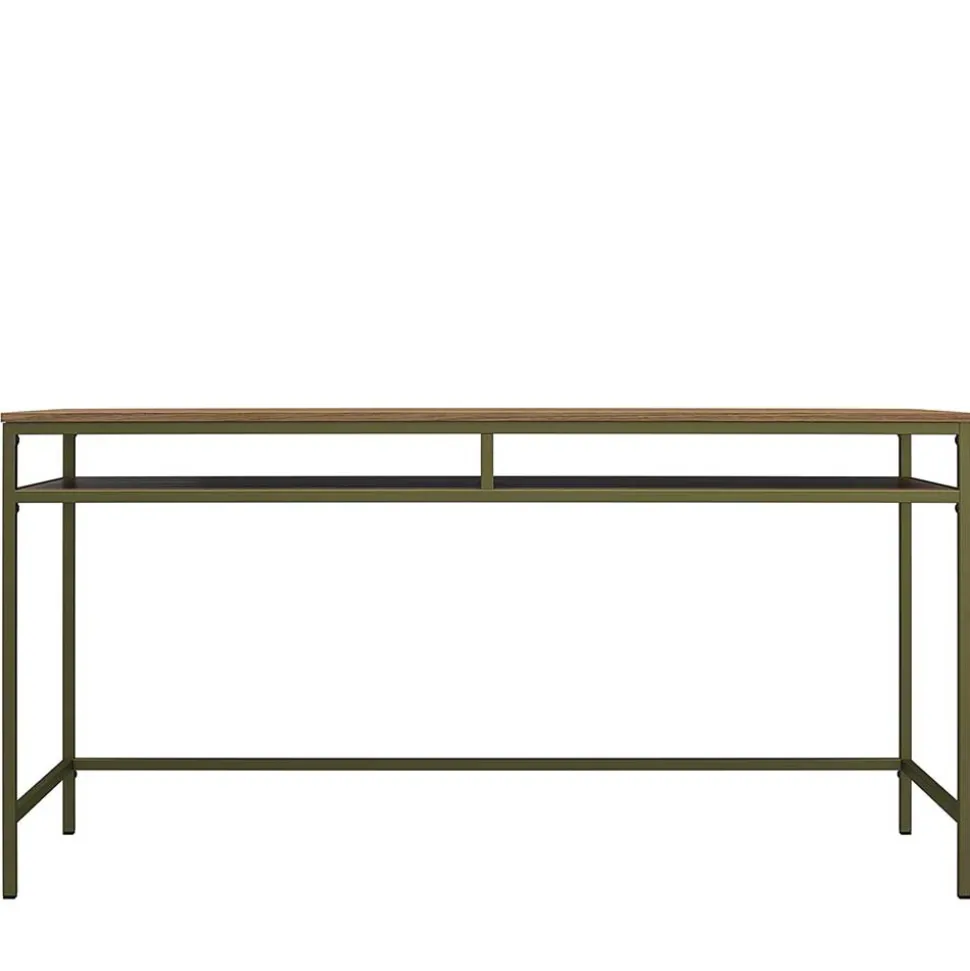 Schreibtisch in Walnuss Optik und Oliv Grün - Cedreona