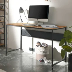 Schreibtisch in Wildeiche Optik und Schwarz - Caprera