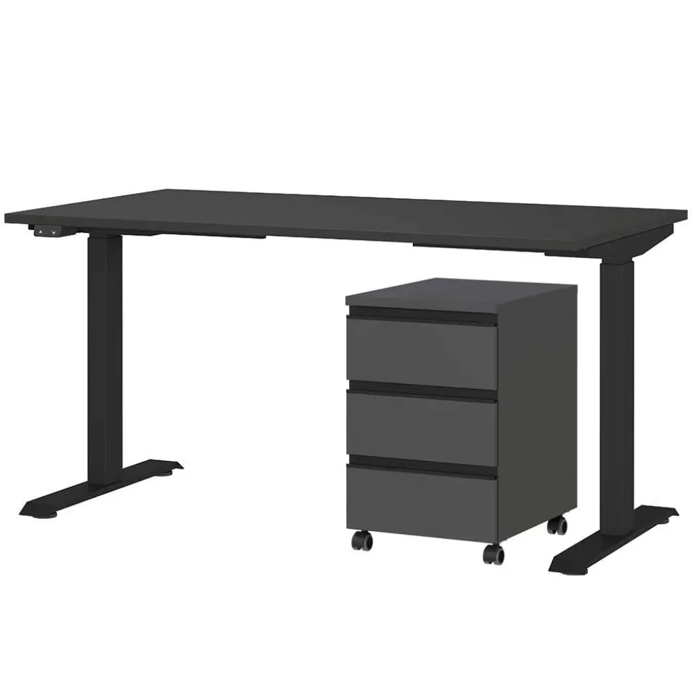 Schreibtisch Kombination in Dunkelgrau - Espnoz (zweiteilig)