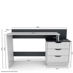 Schreibtisch mit drei Schubladen und Aufsatz - Dotagon