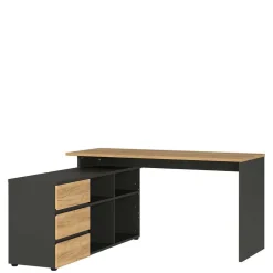 Schreibtisch mit Regal - 4 Fächer & 3 Schubladen - Contrage