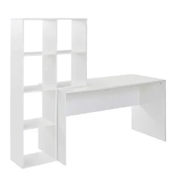 Schreibtisch mit Regal 6 Fächer in Weiß - Intora