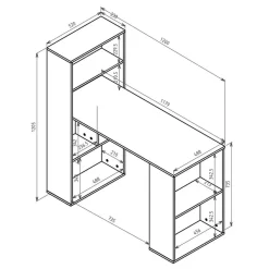 Schreibtisch mit Regal in Weiß - Osicria