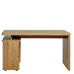Schreibtisch mit Seitenregal in Eiche Optik - Abacho