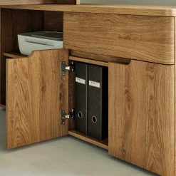 Schreibtisch mit Seitenregal in Eiche Optik - Abacho