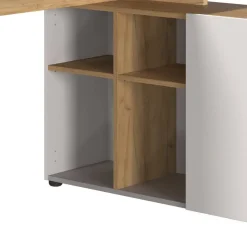 Schreibtisch mit Seitenregal in Hellgrau - Chiron