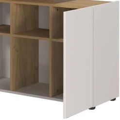 Schreibtisch mit Seitenregal in Hellgrau - Chiron