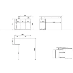Schreibtisch mit Seitenregal in Hellgrau - Chiron