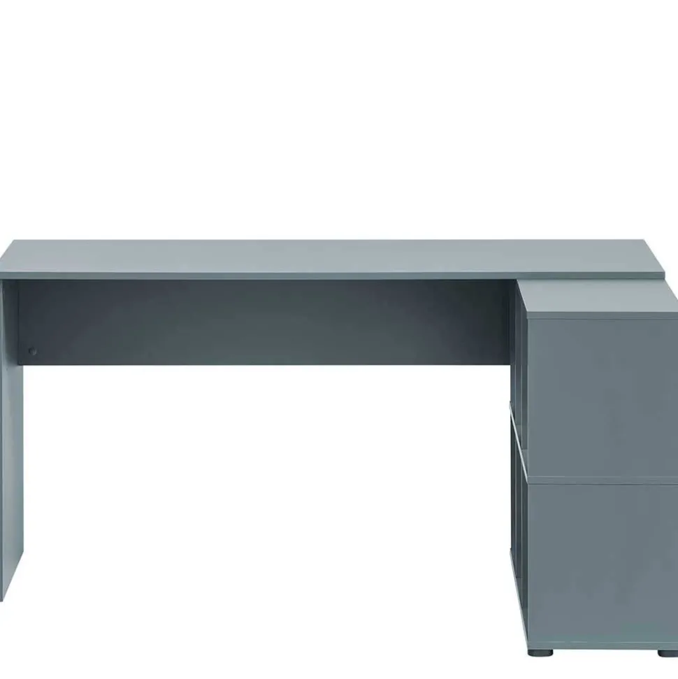 Schreibtisch mit Seitenregal in Petrol Blau - Baiamare