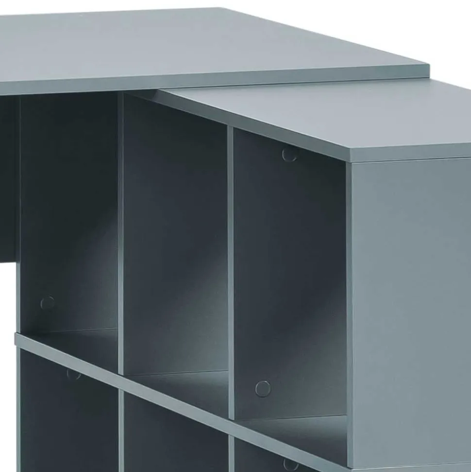 Schreibtisch mit Seitenregal in Petrol Blau - Baiamare