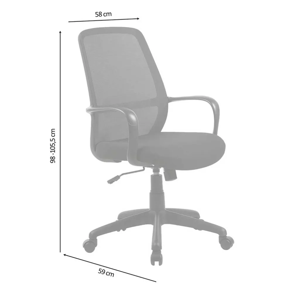 Schreibtisch PC Drehstuhl in Schwarz - Naresh