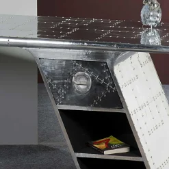 Schreibtisch Pilot in Alufarben