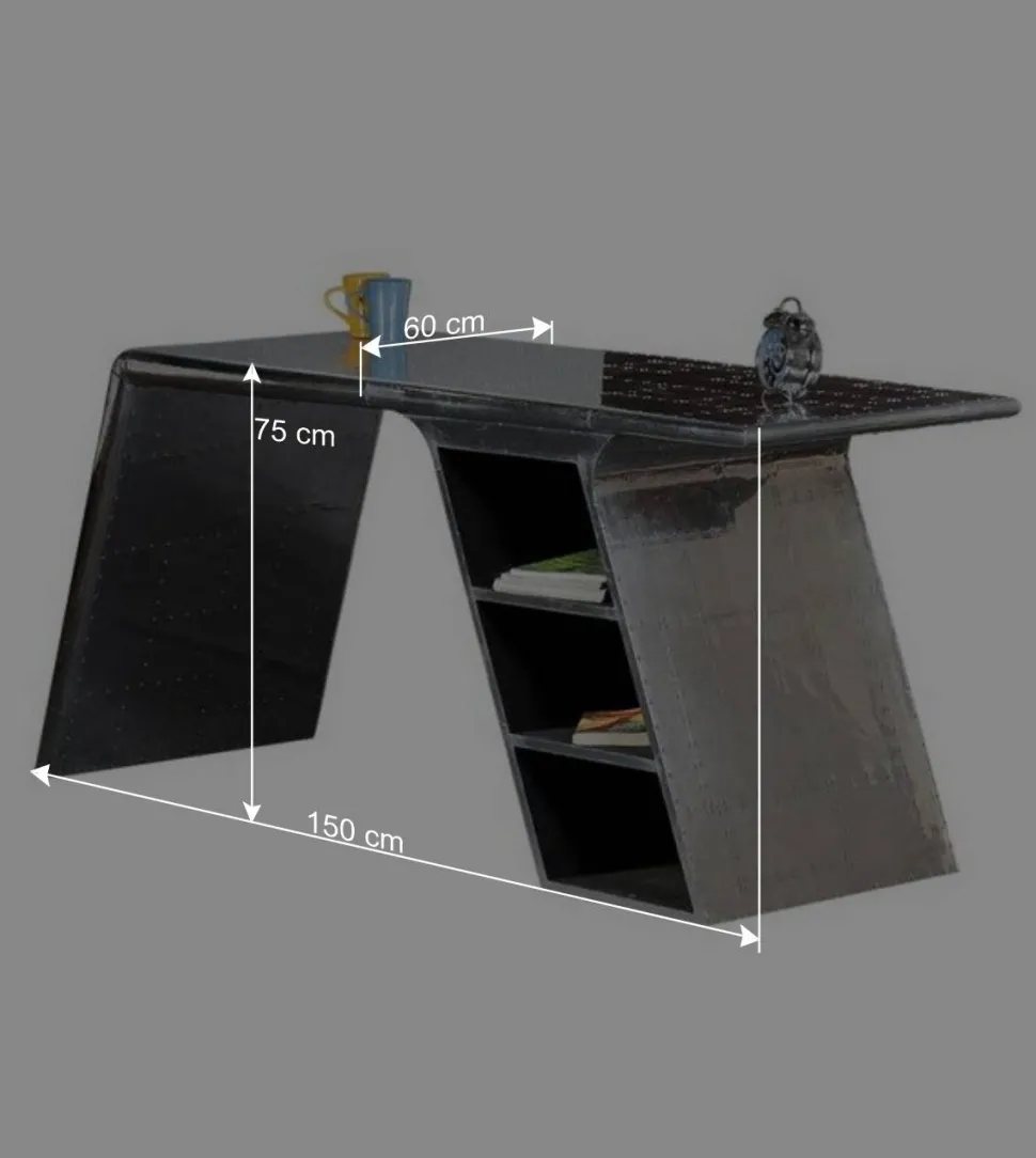 Schreibtisch Pilot in Alufarben