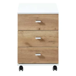 Schreibtisch Rollcontainer in Weiß & Eiche - Novumsa