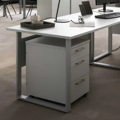 Schreibtisch Rollcontainer in Lichtgrau 41x60x50 - Bowsla