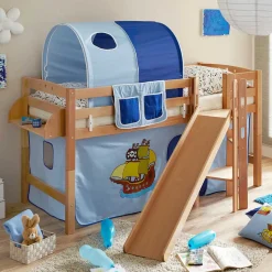 Schräg Rutschen Hochbett in Natur Buche - Urak