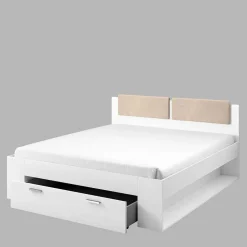 Schubkastenbett in Weiß Esche Dekor - Pruducia