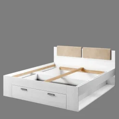 Schubkastenbett in Weiß Esche Dekor - Pruducia