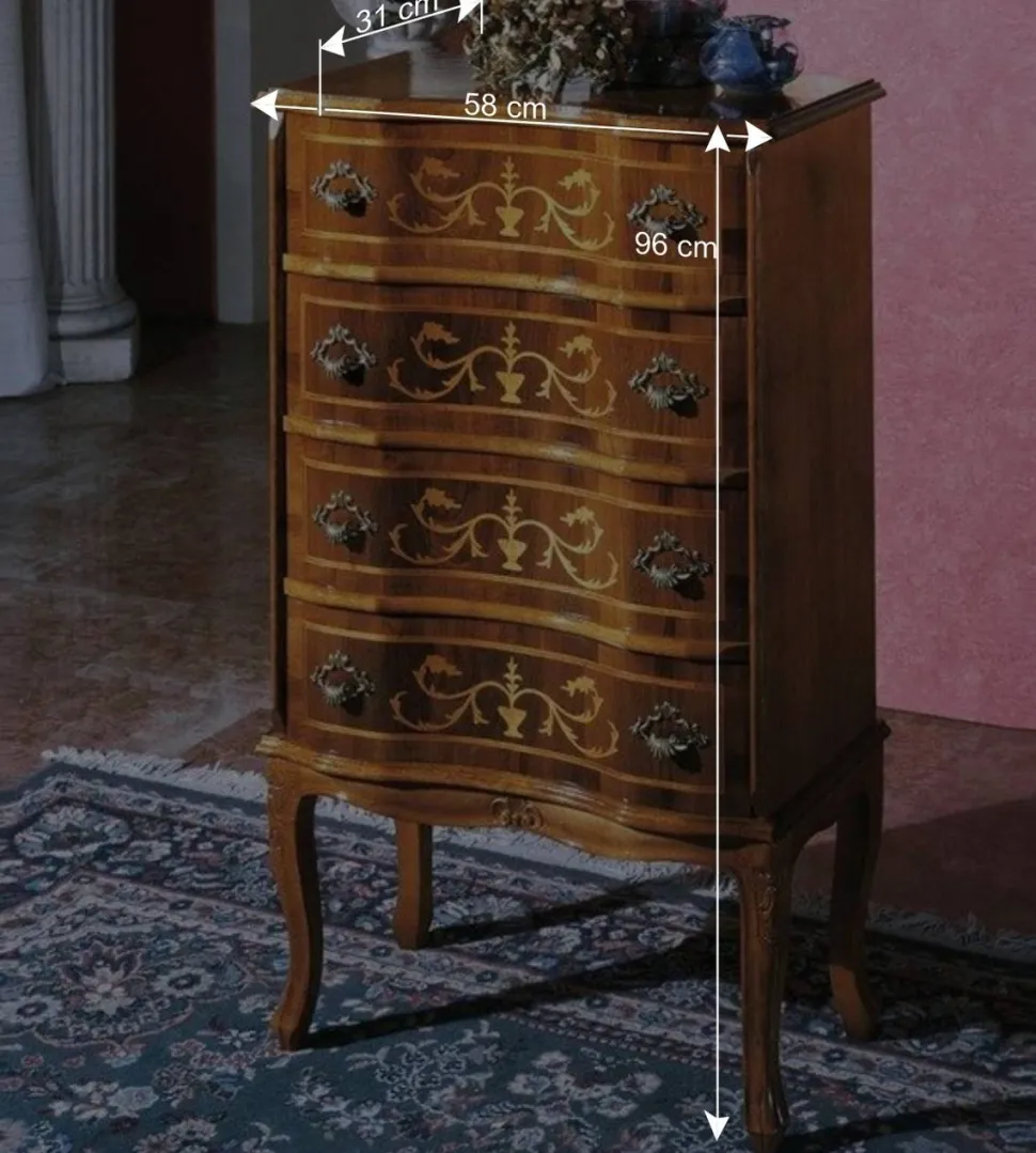 Schubladen Kommode mit Bodenfreiheit Agosto in Nussbaum