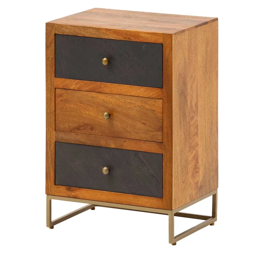 3-Schubladen-Nachtkommode in Anthrazit Steinoptik - Posto