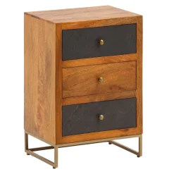 3-Schubladen-Nachtkommode in Anthrazit Steinoptik - Posto