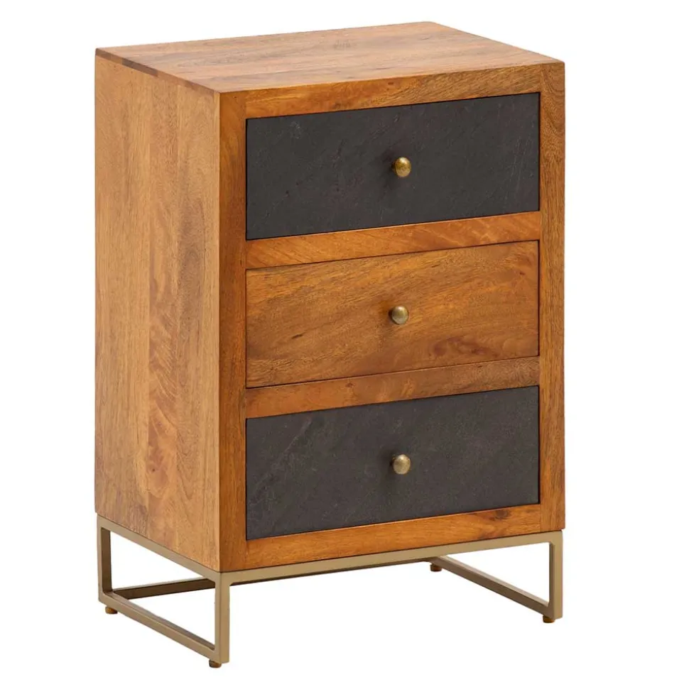 3-Schubladen-Nachtkommode in Anthrazit Steinoptik - Posto