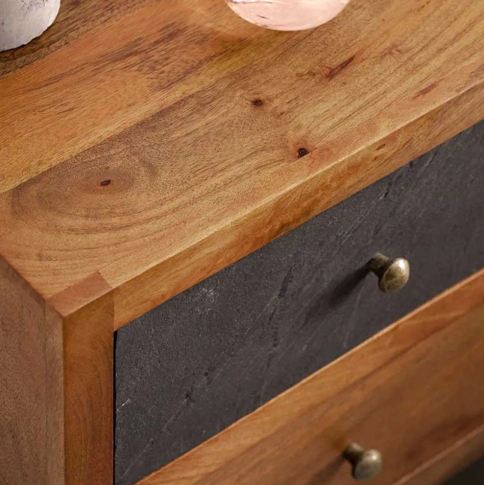 3-Schubladen-Nachtkommode in Anthrazit Steinoptik - Posto