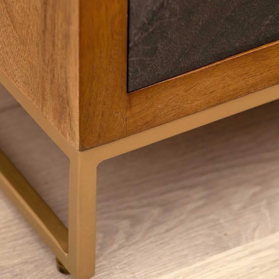 3-Schubladen-Nachtkommode in Anthrazit Steinoptik - Posto