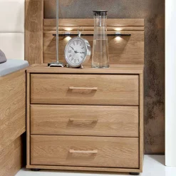 Schubladen-Nachtschrank Anglesia in Eiche teilmassiv (2er Set)