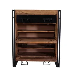 Schuh Klappenschrank Mendoza aus Akazie Massivholz