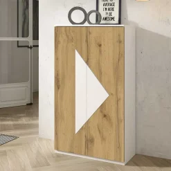 Schuh Schrank in Wildeiche Dekor & Weiß - Fun