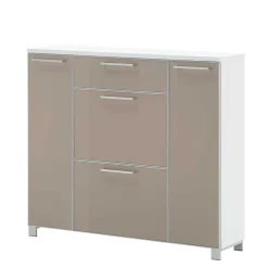 Schuhaufbewahrung Srocca in Taupe Glas beschichtet Weiß