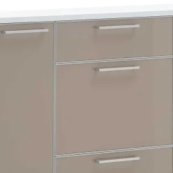 Schuhaufbewahrung Srocca in Taupe Glas beschichtet Weiß