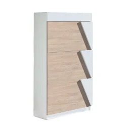 Schuhklappenschrank in Weiß & Eiche Bianco - Nicalo