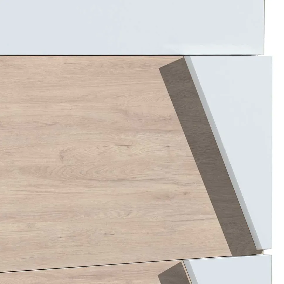 Schuhklappenschrank in Weiß & Eiche Bianco - Nicalo