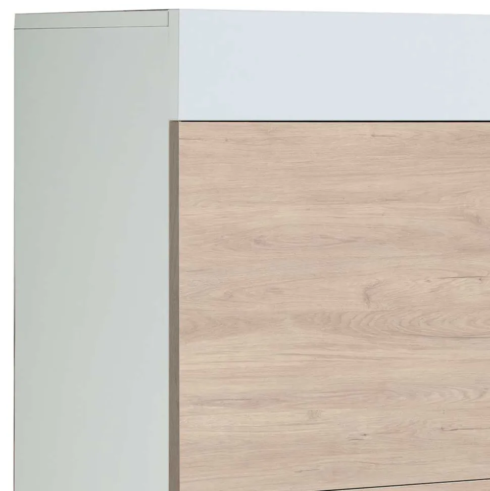 Schuhklappenschrank in Weiß & Eiche Bianco - Nicalo