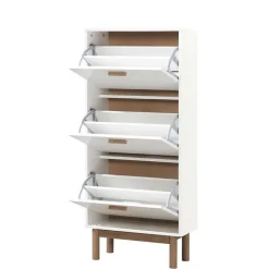 Schuhkommode in Weiß mit Eiche - Savuta