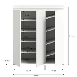 Schuhkommode in Weiß und Dunkelgrau - Suad
