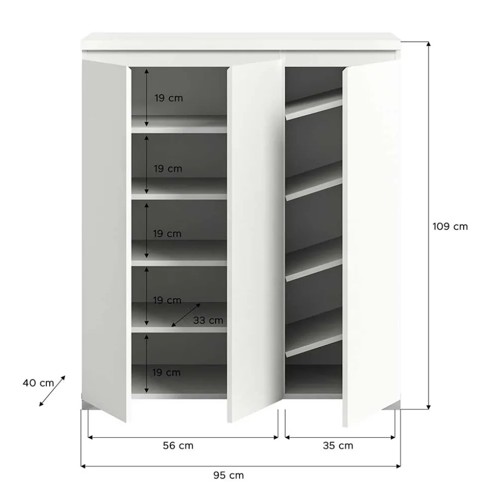 Schuhkommode in Weiß und Dunkelgrau - Suad