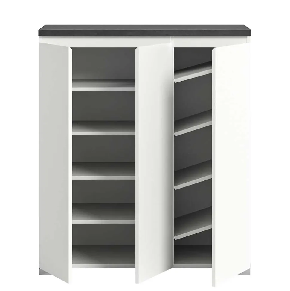 Schuhkommode in Weiß und Dunkelgrau - Suad