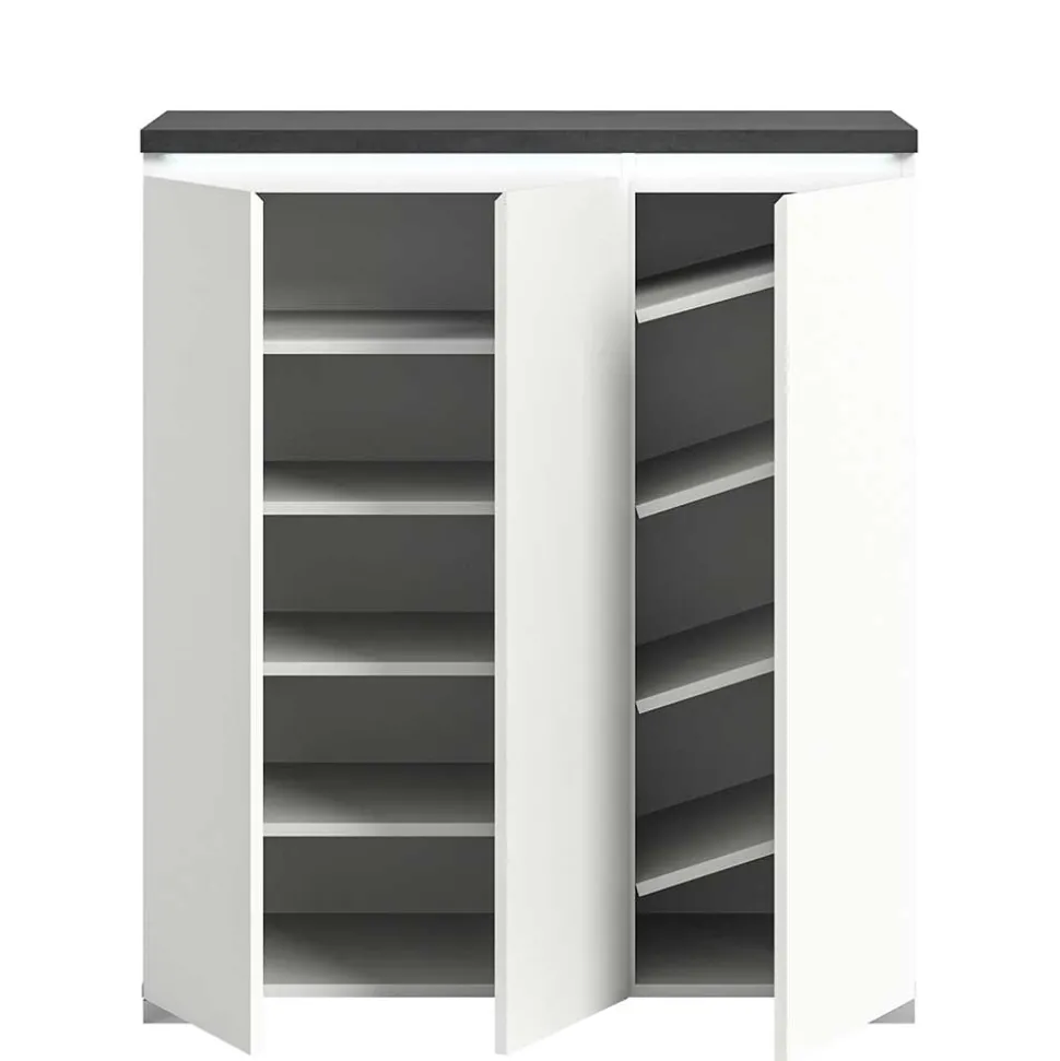 Schuhkommode in Weiß und Dunkelgrau - Suad