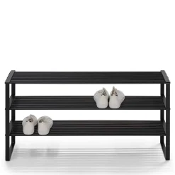 Schuhregal mit 3 Böden in Schwarz - Satroni