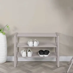 Schuhregal mit drei Ablagen in Taupe - Cayman