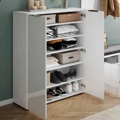 Schuhschrank & Spiegel Set in Weiß - Kofi (zweiteilig)