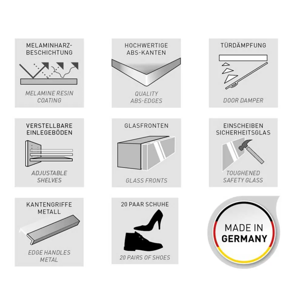 Schuhschrank & Spiegel Set in Weiß - Kofi (zweiteilig)