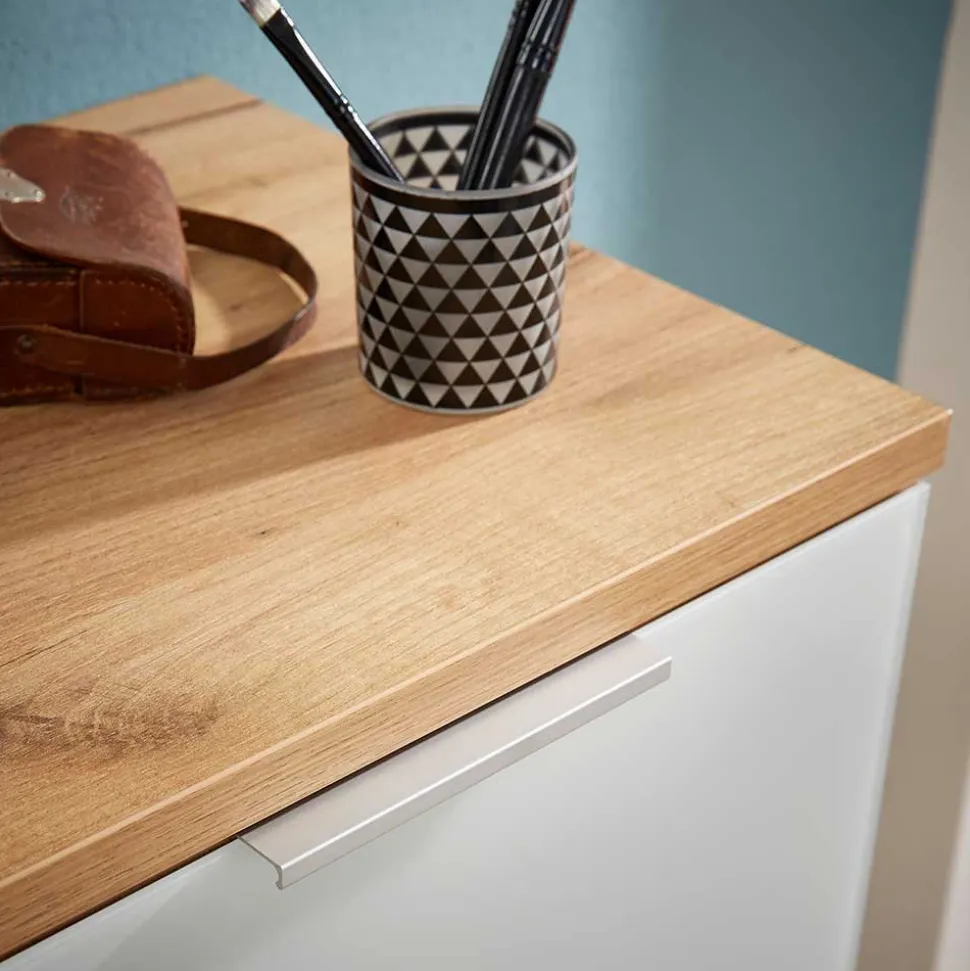 Schuhschrank & Wandspiegel Set Reestyl in Eiche Dekor (zweiteilig)