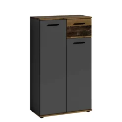 Schuhschrank in Anthrazit und Altholz Optik - Vlatu